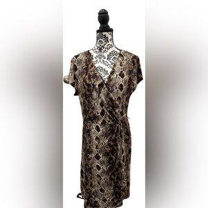Worthington Python Print Faux Wrap XL Dress